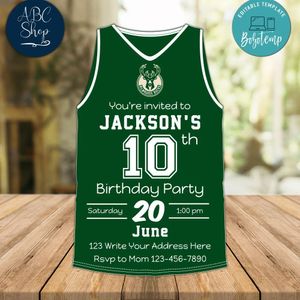 Milwaukee Bucks Jersey Birthday Flyer Instant Download