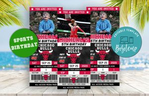 Chicago Bulls Ticket Birthday Editable Templates Instant Download