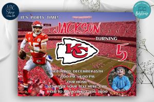 Kansas City Chiefs Birthday Flyer Template to Print at Home Instant Download