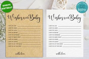 Editable Wishes for Baby Shower Game Instant Download