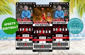 Editable Jordan Birthday Ticket Invites Instant Download