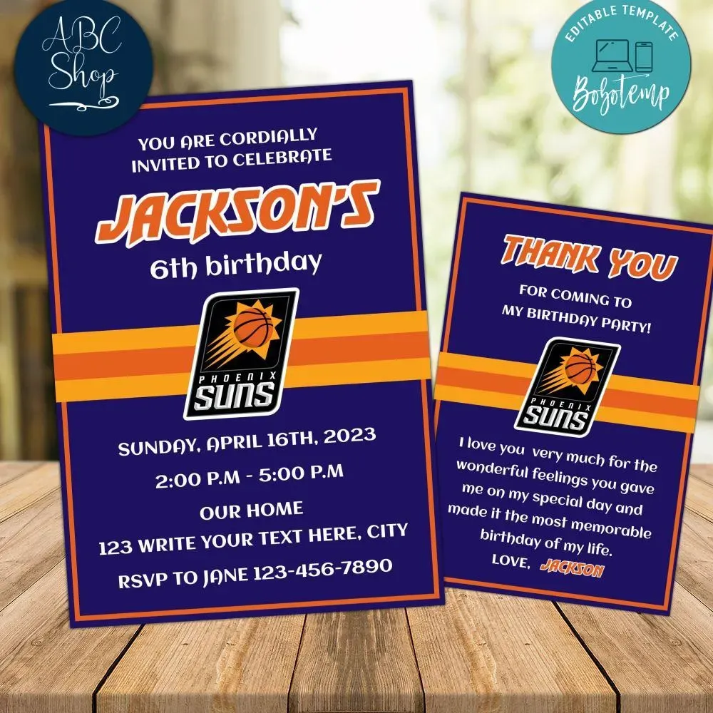Phoenix Suns Party Invitations Instant Download Bobotemp