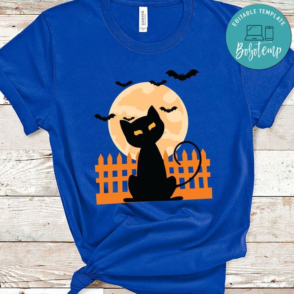 Cat Halloween with Bat And Moon Halloween Shirt