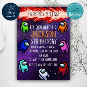 Among us Party Invitation Customizable Template to Print at Home Instant Download