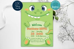 Printable Dinosaur Baby Shower Invitation Instant Download