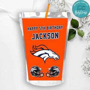 Denver Broncos Birthday Capri Sun Juice Label Instant Download