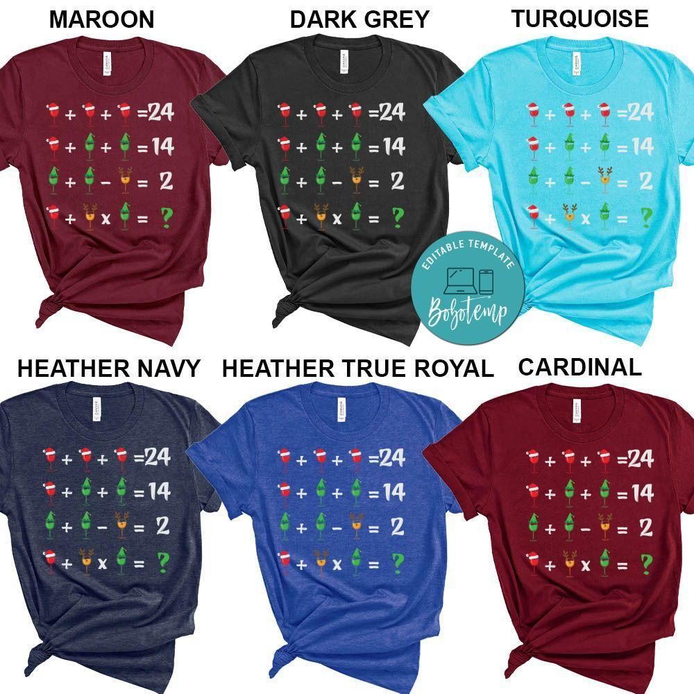 Funny Christmas Wine Lover Math Teacher Shirt