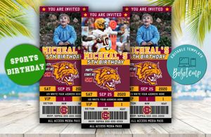 Editable Bethune-Cookman Wildcats Birthday Ticket Invitations Instant Download