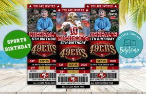 San Francisco 49ers Ticket Birthday Editable Templates DIY