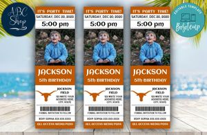 Printable Texas Longhorns Birthday Ticket With Photo Invitation Instant Download