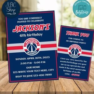 Denver Nuggets Party Invitations and Free Thank You Card Instant Download