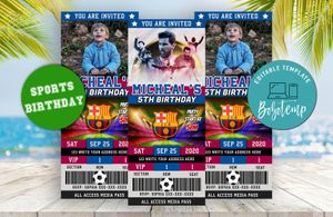 Lionel Messi Barcelona FC Party Ticket Invitation Instant Download