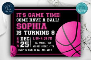 Basketball Girl Birthday Invitation Instant Download
