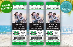 Editable Marshall Thundering Herd Save The Date Wedding Engagement Announcement Ticket Invitation Instant Download