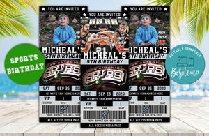 Editable San Antonio Spurs Birthday Ticket Invite Instant Download