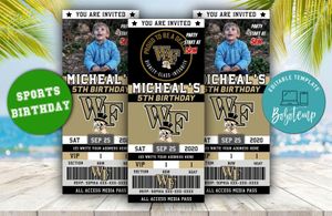 Wake Forest Demon Deacons Ticket Birthday Editable Templates Instant Download