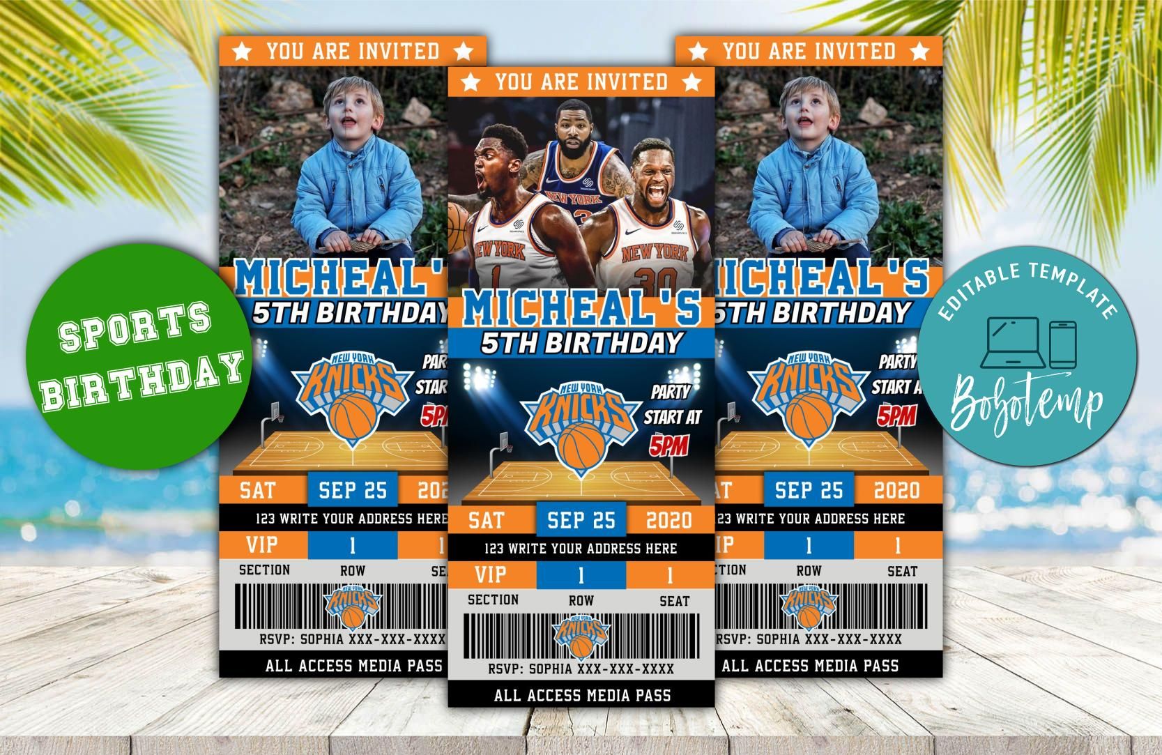 New York Knicks Birthday Ticket Invitaciones Descarga instantánea