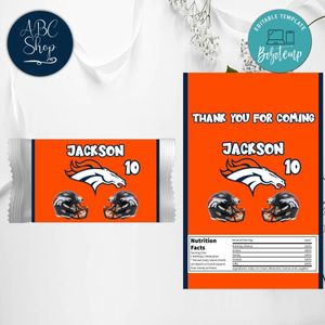 Denver Broncos Candy Bar Wrapper Digital File Printable Instant Download