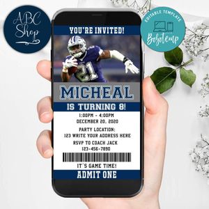 Electronic Ezekial Elliot Dallas Cowboys Ticket Electronic Invite Birthday Invites Instant Download