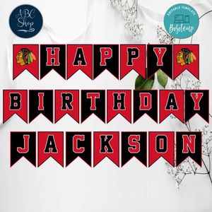 Chicago Blackhawks Birthday Banner Digital Files
