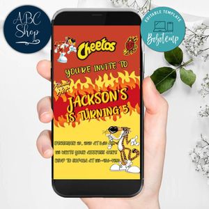 Electronic Flamin Hot Cheetos Electronic Invite Birthday Invitation Instant Download