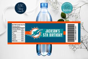 Printable Miami Dolphins Water Bottle Labels Instant Download