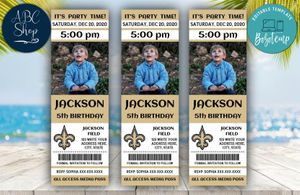 Printable New Orleans Saints Birthday Ticket With Photo Invitation Instant Download