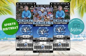 North Carolina Tar Heels Football Ticket Birthday Editable Template Instant Download