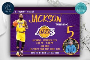 Lakers Birthday Invitation Template to Print at Home Instant Download