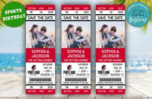 Editable Portland Trail Blazers Save The Date Wedding Engagement Announcement Ticket Invitation Instant Download