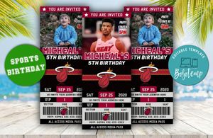 Editable Miami Heat Birthday Ticket Invitations Instant Download