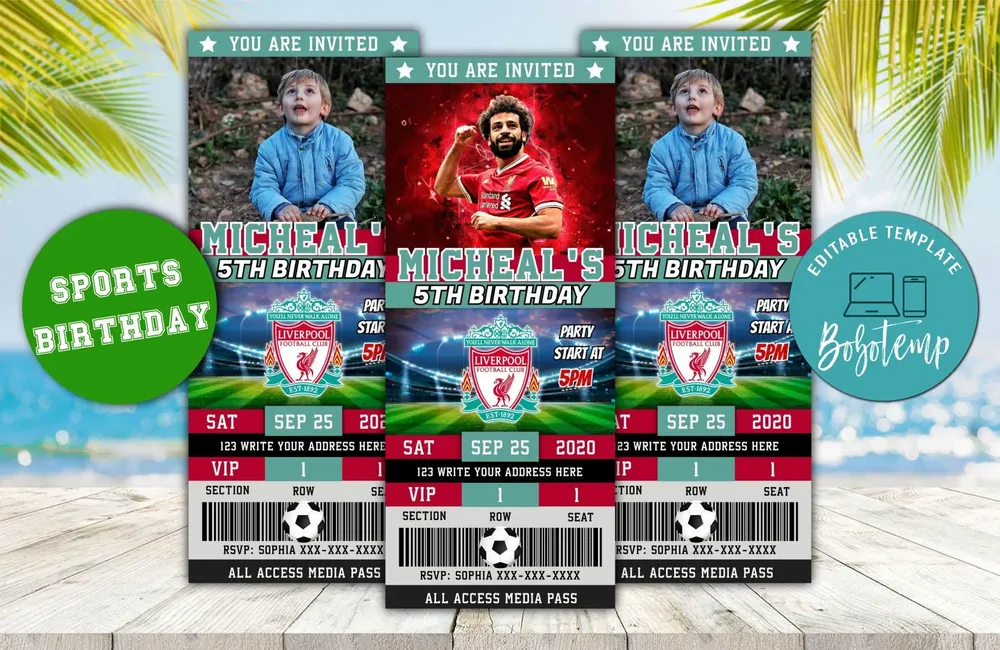 Editable Liverpool Fc Birthday Ticket Invitation Diy Bobotemp