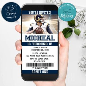 Electronic Los Angeles Rams Electronic Invite Birthday Invitations Instant Download