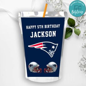 New England Patriots Birthday Capri Sun Juice Label Instant Download