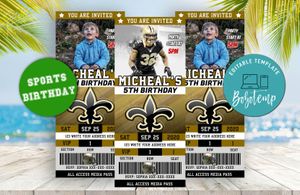 New Orleans Saints Birthday Ticket Party Invitations Instant Download