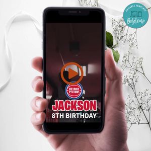 Detroit Pistons Birthday Video Invitation Digital Template Customizable Instant Download