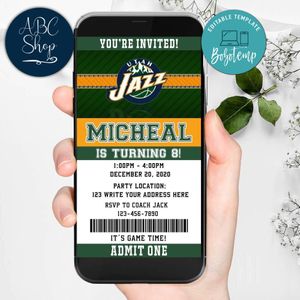 Electronic Utah Jazz Birthday Invitation Instant Download