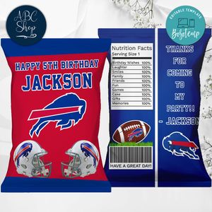 Printable Buffalo Bills Birthday Chip Bags Instant Download