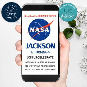 Electronic NASA Electronic Invite Birthday Flyer Instant Download