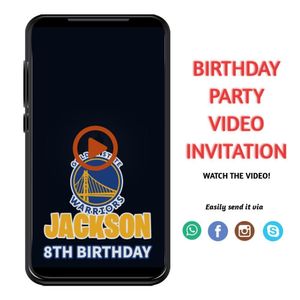 Golden State Warriors Birthday Video Invitation Digital Template Customizable Instant Download