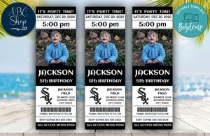 Chicago White Sox Birthday Ticket With Photo Invitation Instant Download