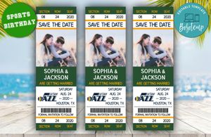 Editable Utah Jazz Save The Date Wedding Engagement Announcement Ticket Invitation Instant Download