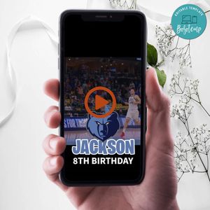 Memphis Grizzlies Birthday Video Invitation Digital Template Customizable Instant Download