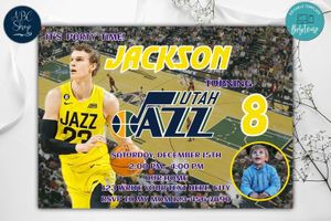 Utah Jazz Birthday Invitation Template to Print at Home Instant Download