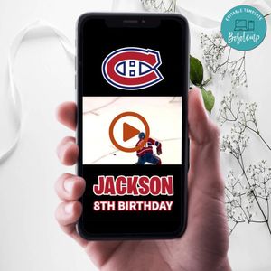 Montréal Canadiens Birthday Video Invitation Digital Template Customizable Instant Download