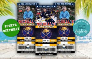 Buffalo Sabres Ticket Birthday Editable Templates Instant Download