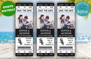 Editable Chicago White Sox Save The Date Wedding Engagement Announcement Ticket Invitation Instant Download