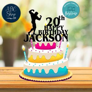 Printable Bodybuilder Birthday Cake Topper Template Instant Download