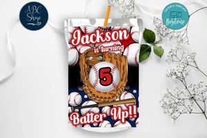 Printable Baseball Birthday Capri Sun Juice Label Instant Download