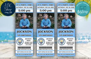 Manchester City Birthday Ticket With Photo Invitation Instant Download